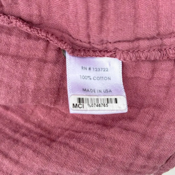 Xirena Dress Gauze Cotton V-Neck Tiered Short Sleeve Pockets Mauve Pink Size S - Picture 5 of 6